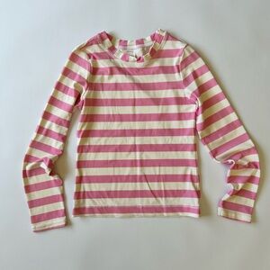 Hanna Andersson Pink & Cream Striped Long-Sleeve Rash Guard, size 8